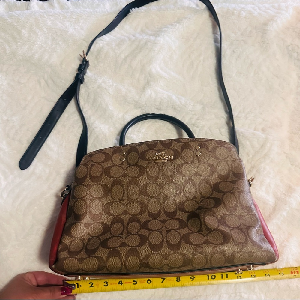 Coach Tan and Red Crossbody Bag